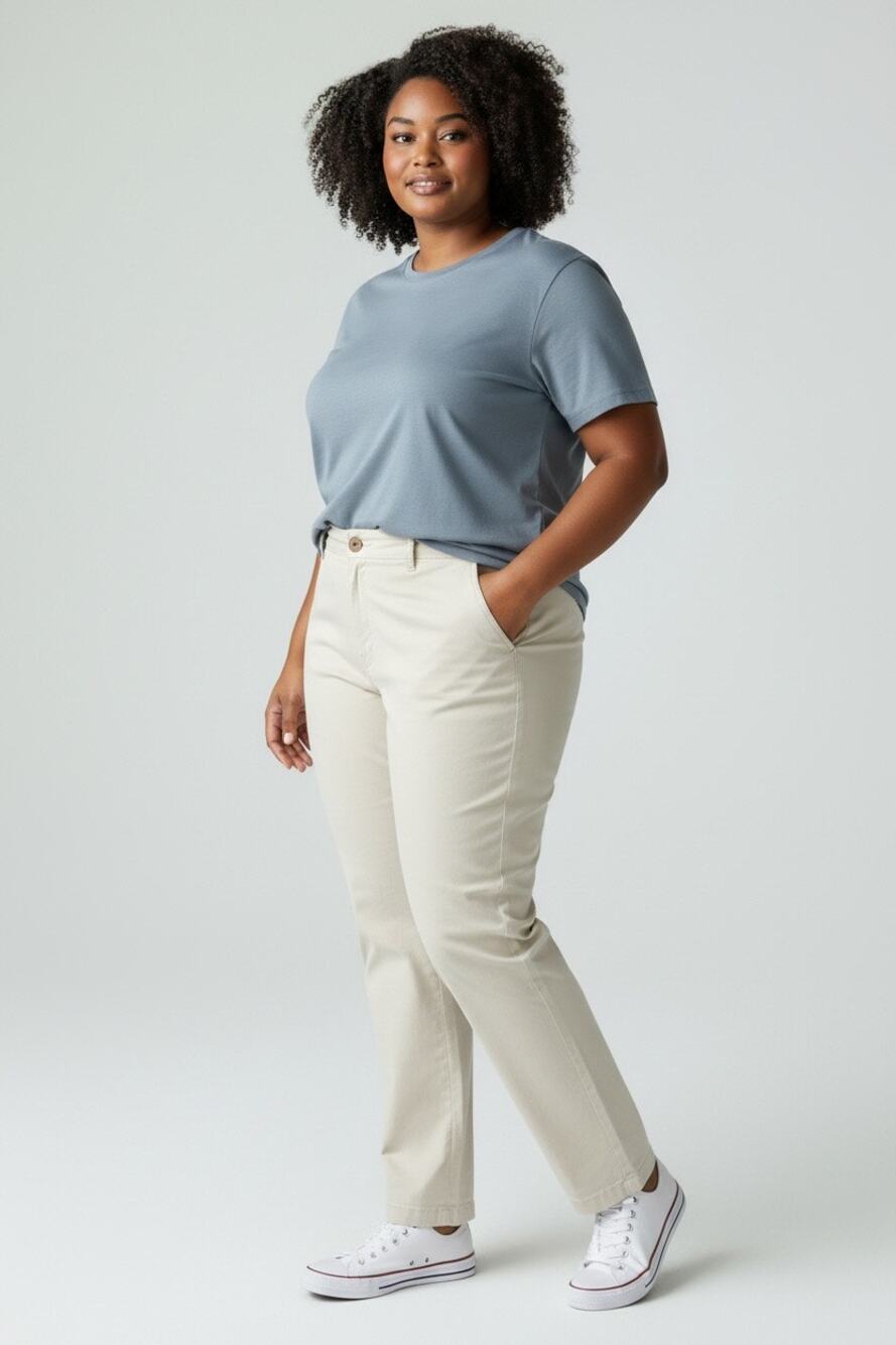 Coldwater Creek Hidden Stretch Waist Chino Pants Beige Khaki  16 Petite 13799
